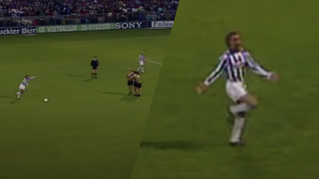 Vandaag in 1991: René van der Gijp schiet vrije trap van 25 meter héérlijk in de kruising