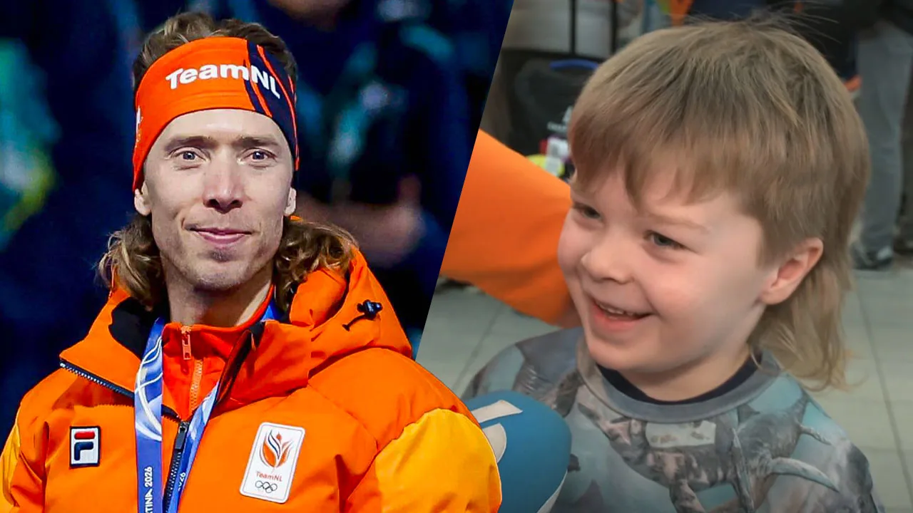 Zoontje van Jorrit Bergsma wacht hem op bij Schiphol: 'Ben heel trots!'