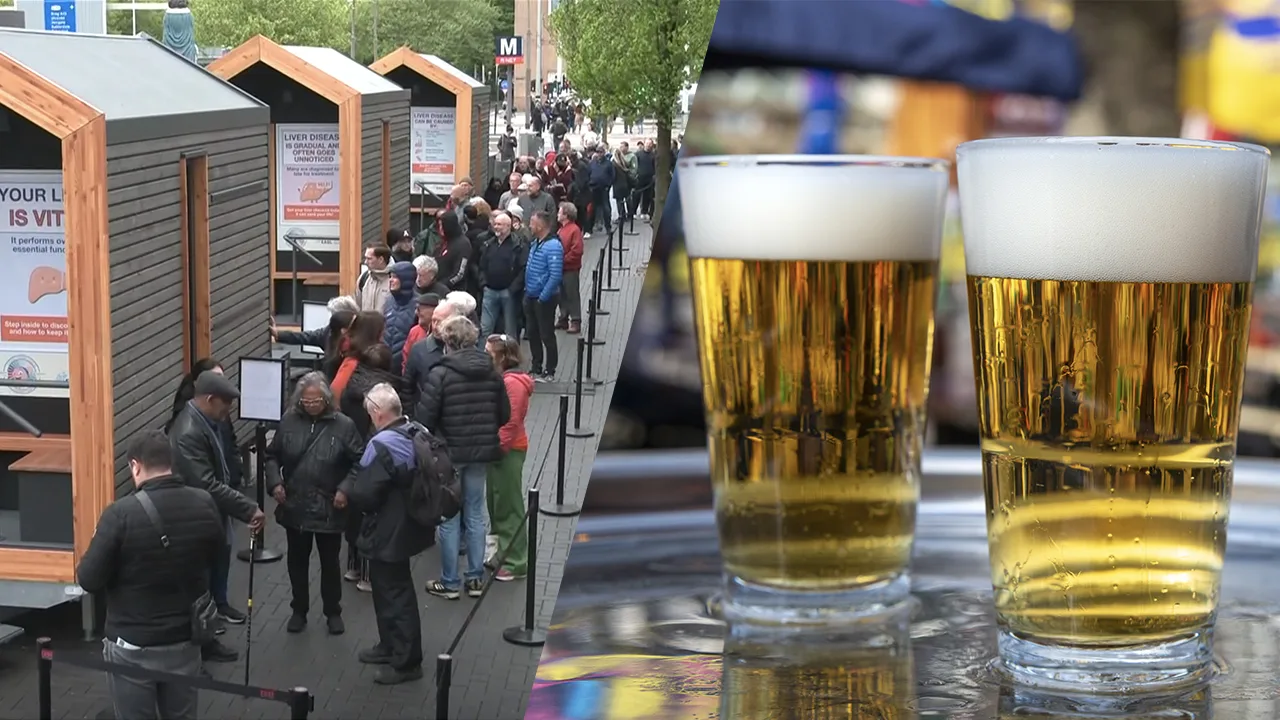 Flinke rij voor gratis levertest in Amsterdam: 'We drinken in Nederland te veel!'