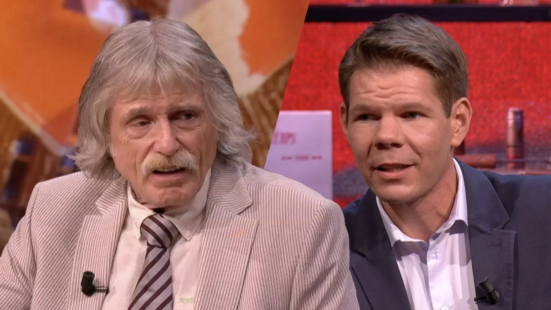 Johan Derksen hoort suggestie van Victor Vlam voor vrouwelijke tafelgast: 'Schei nou toch uit!'