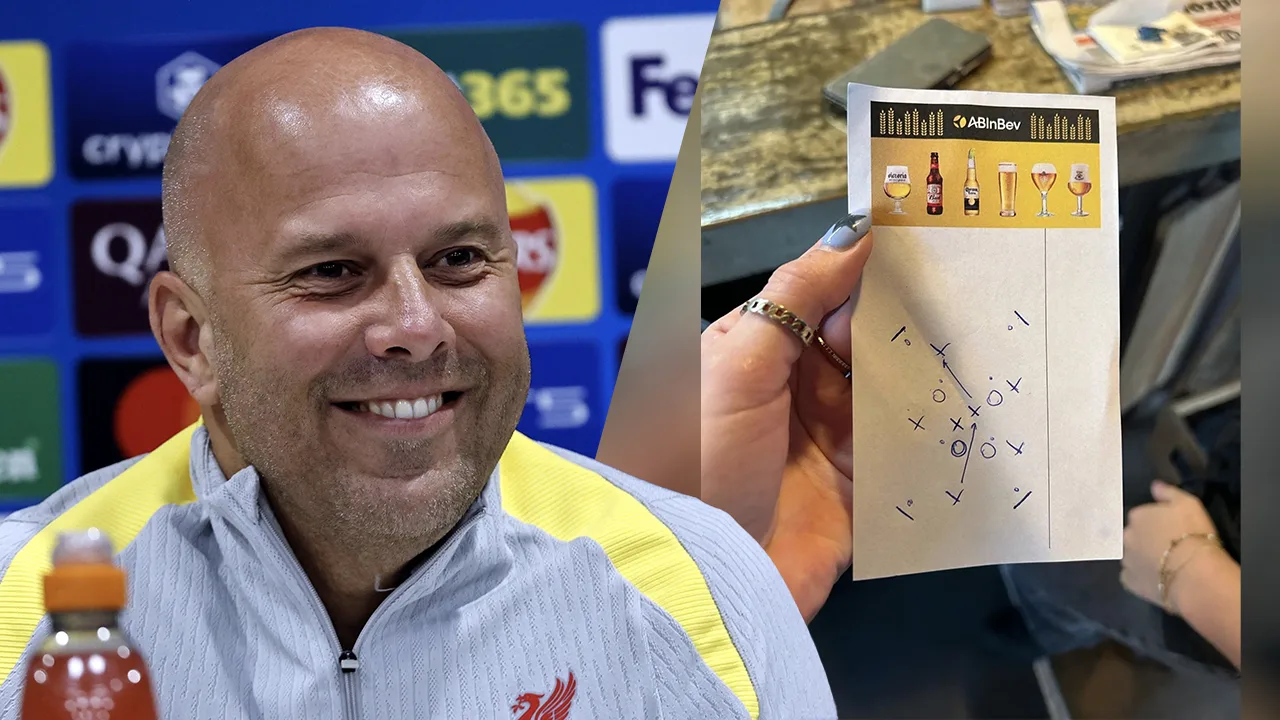 Arne Slot bezoekt met Liverpool-selectie Eindhovens café en vergeet tactisch briefje