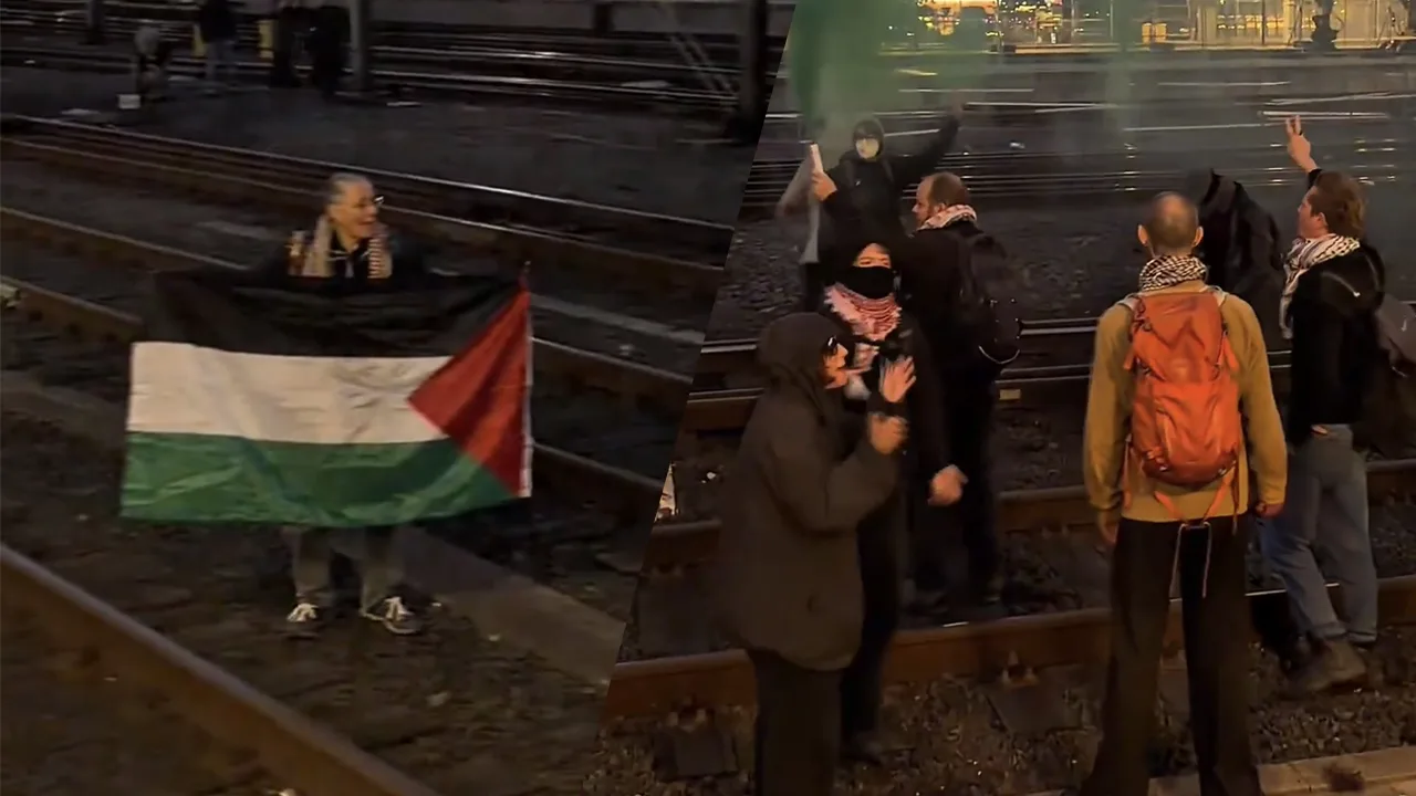 Pro-Palestijnse activisten lopen spoor op bij Amsterdam Centraal