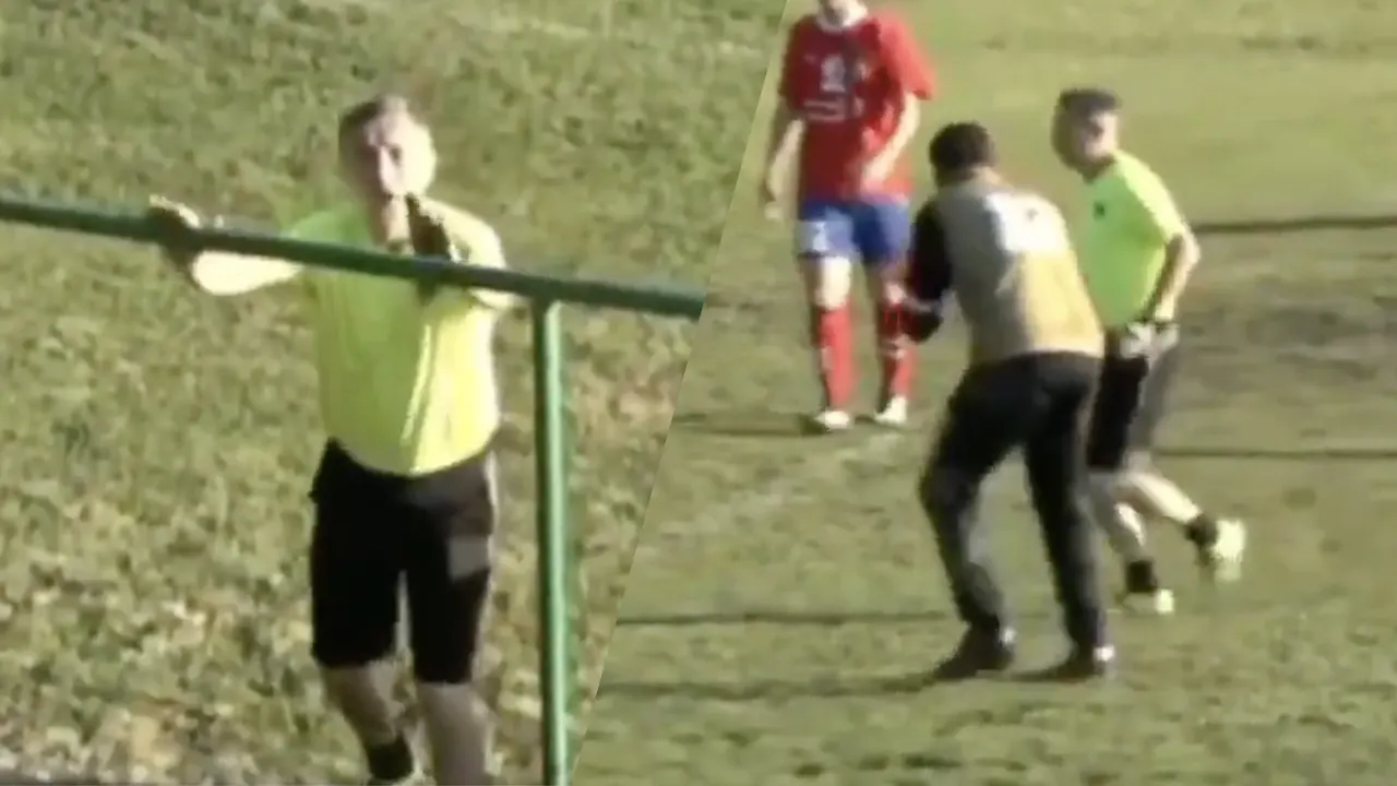 Kelderklasse in Servië: scheids vraagt aan filmende fan of het een penalty was