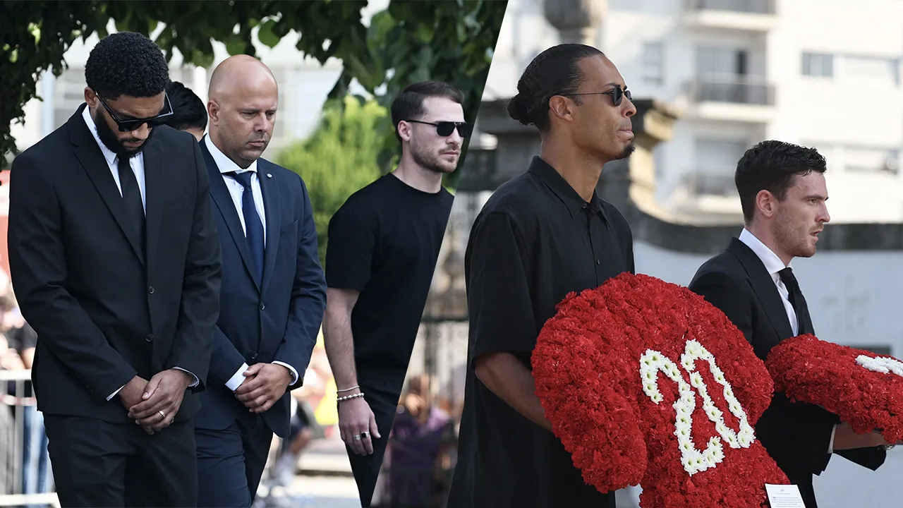 Arne Slot aanwezig bij uitvaart Diogo Jota, Virgil van Dijk legt krans voor overleden ploeggenoot