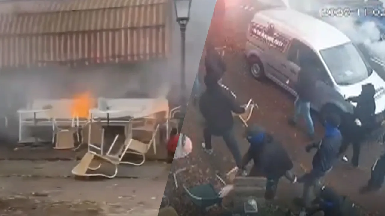 Video: Café vernield bij confrontatie tussen hooligans PEC Zwolle en Heracles Almelo