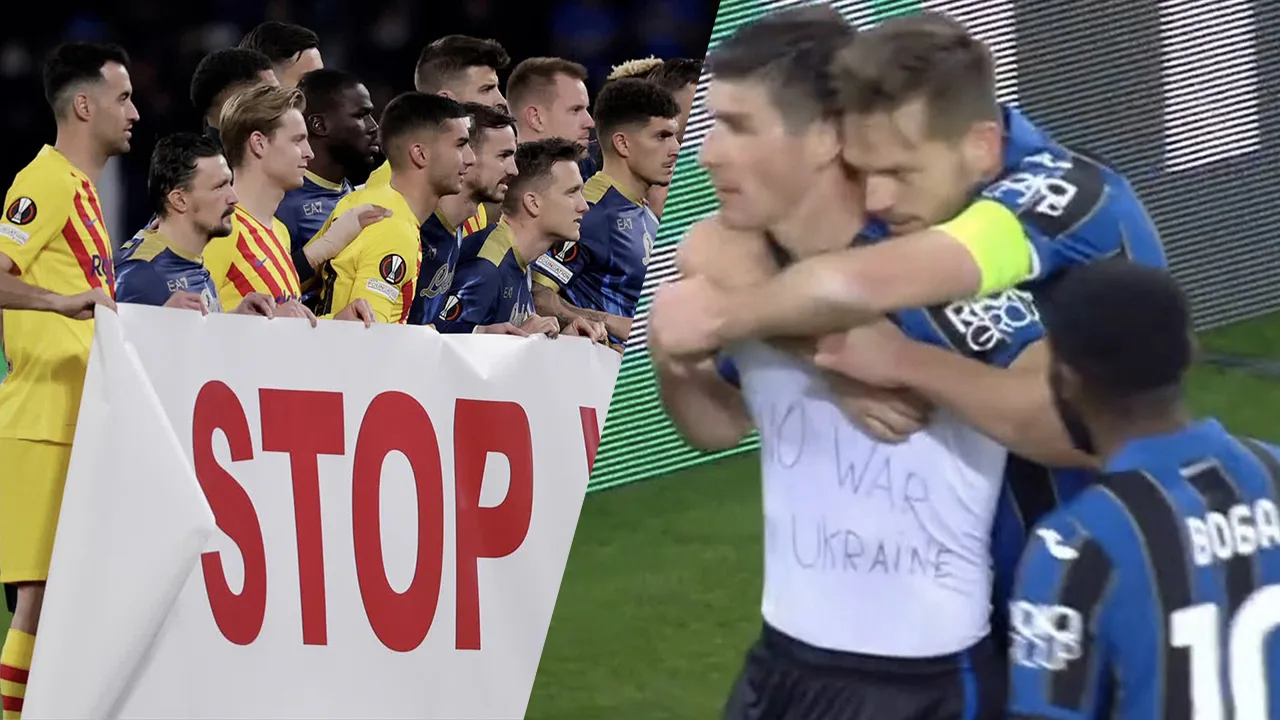Malinovskiy (Atalanta) en Napoli- en Barcelona-spelers maken statement tegen oorlog in Oekraïne