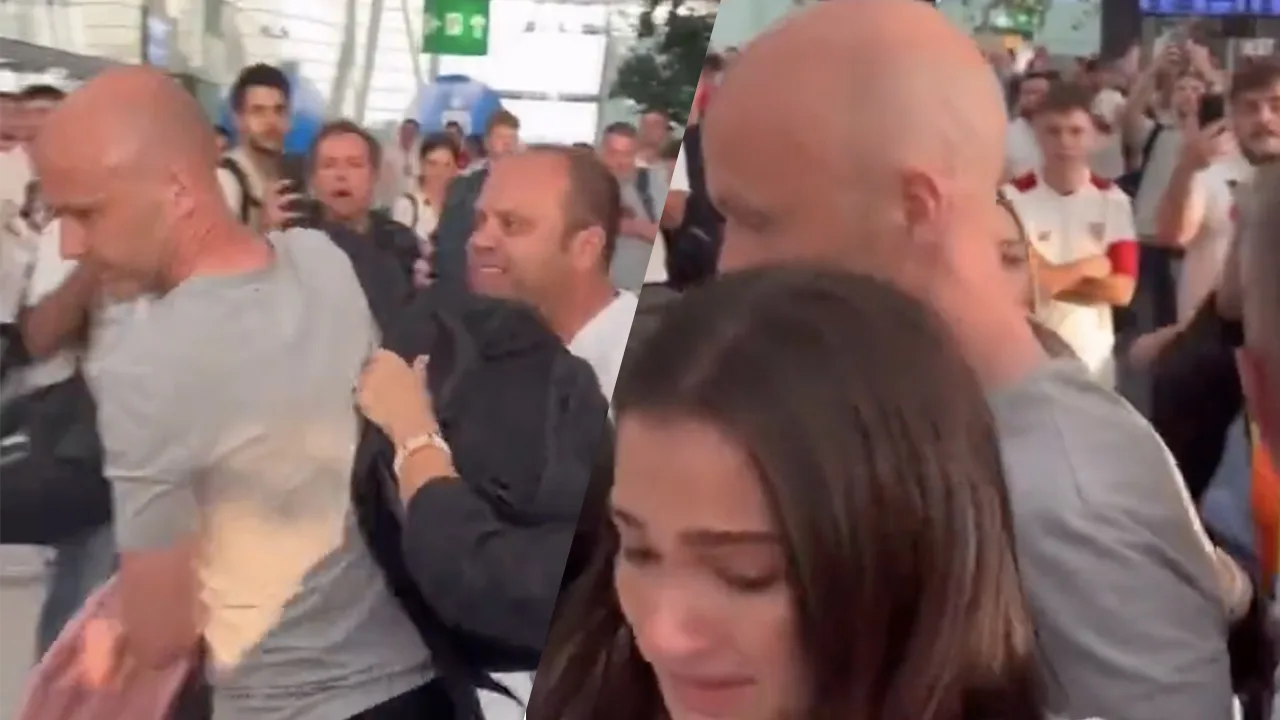 Scheidsrechter Antony Taylor en gezin belaagd door Roma-fans; vrouw en dochter in paniek