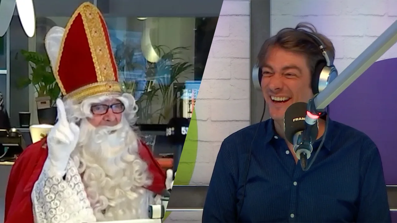 Willem van Hanegem pakt 538-DJ Frank Dane aan als Hulpsinterklaas