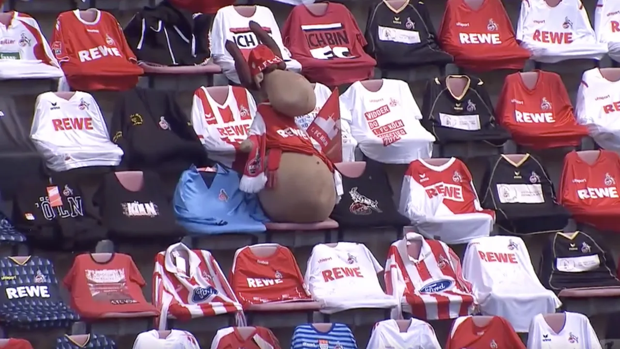 Tribunes bij FC Köln-Mainz gevuld met shirts en knuffels