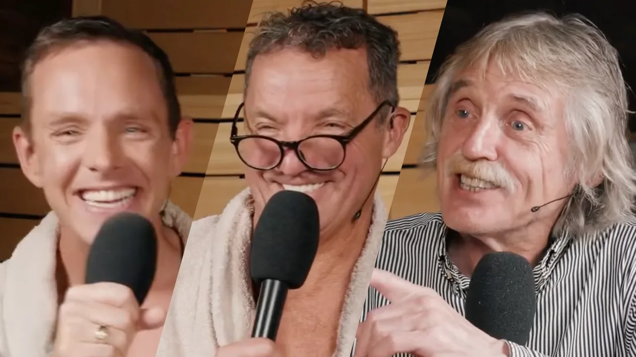 Johan Derksen na ordinaire grap in 'De Bevers Geven Zich Bloot': 'Ik zie John toch benieuwd kijken!'