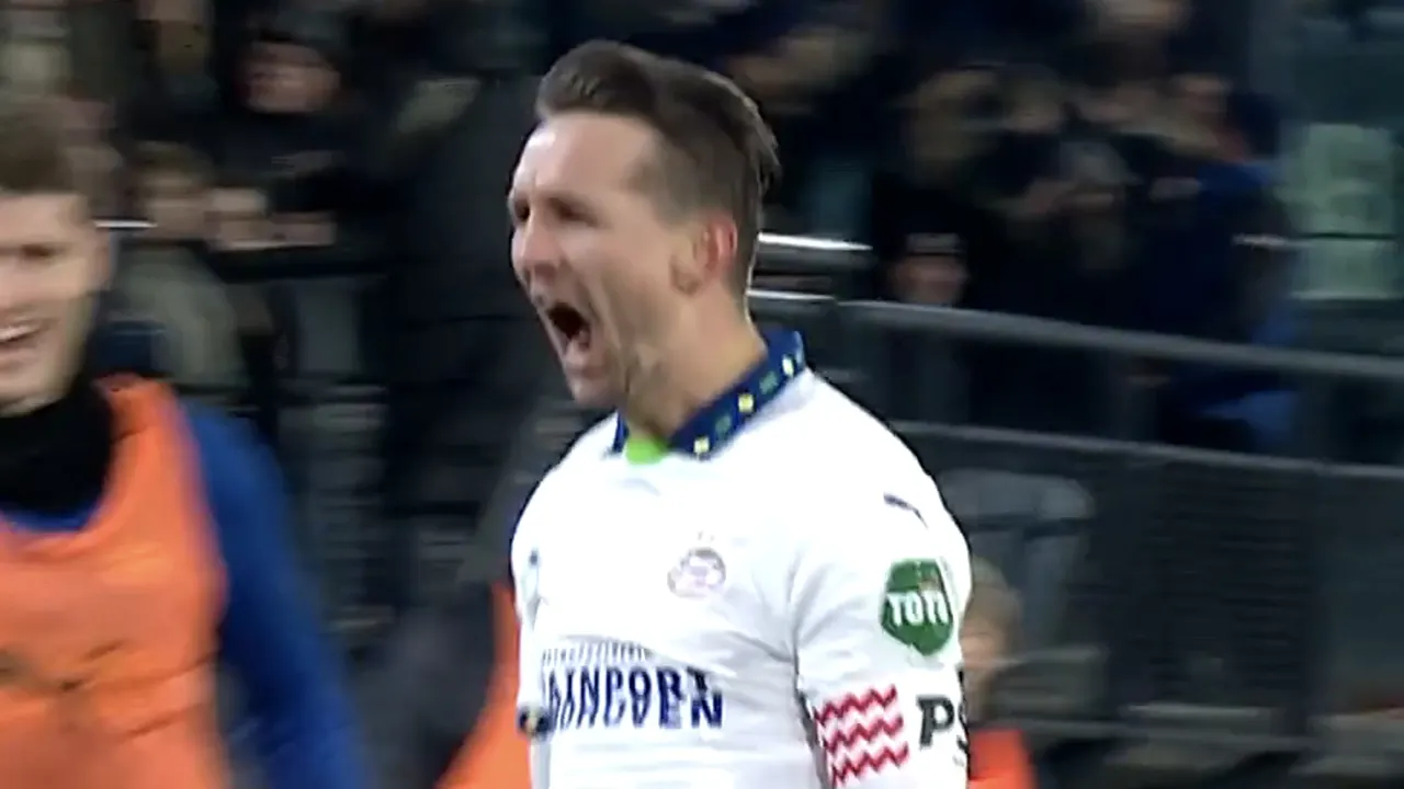 Videogoal: Luuk de Jong opent de score voor PSV bij NEC