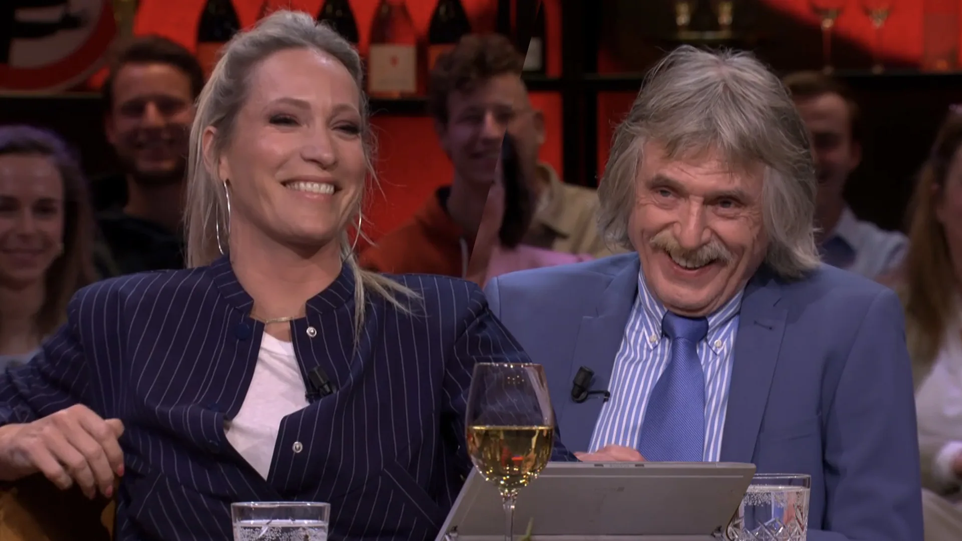 Johan kan lach niet bedwingen na gevatte bekentenis van Hélène