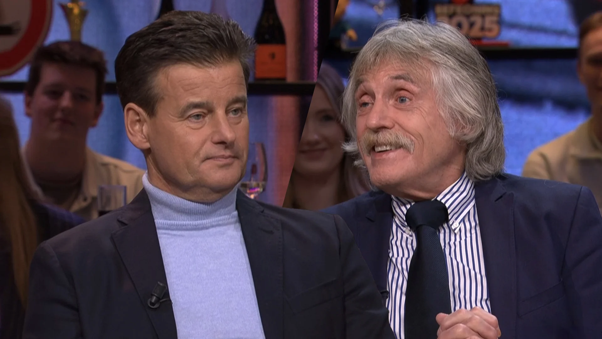 Johan Derksen hint op anekdote, Wilfred Genee grijpt in: ‘Niet doen! Daar krijgen we gezeik mee!’