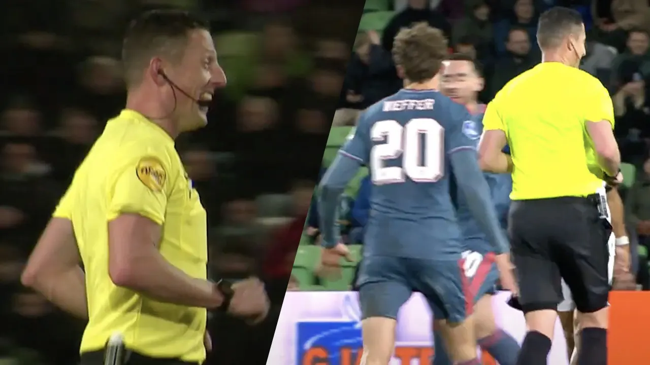 Manschot grapt tijdens Groningen - Feyenoord met Wieffer na omhaal: 'Op de training maak je ze...'