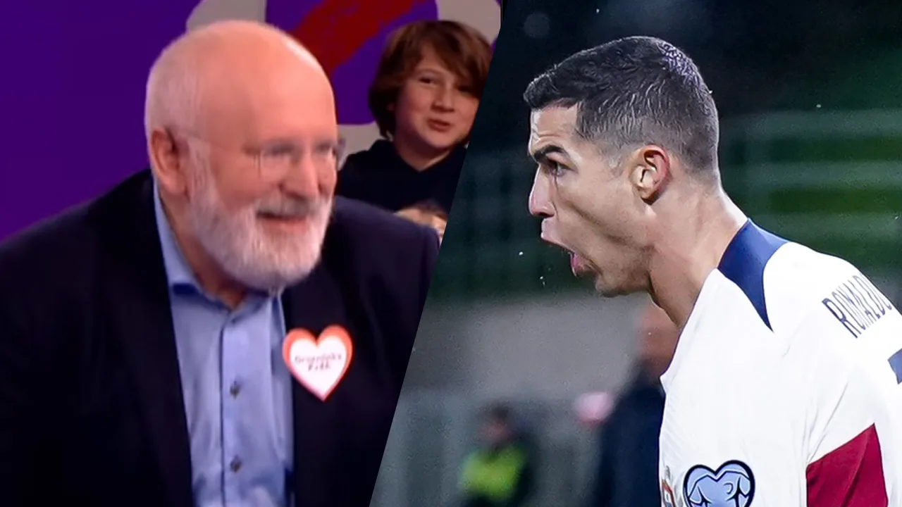 Frans Timmermans doet Ronaldo-imitatie bij het Jeugdjournaal
