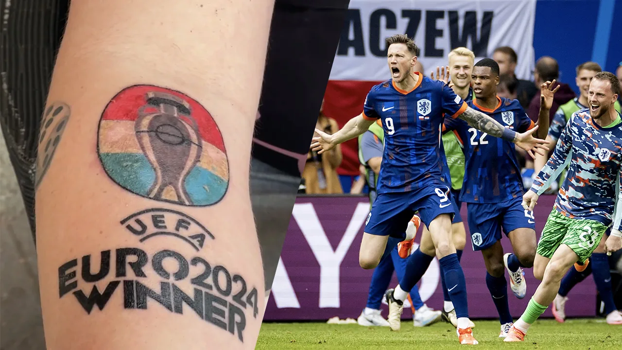 Oranje-fan zet tatoeage van EK-winst Oranje: 'Dat is best wel een flinke gok'