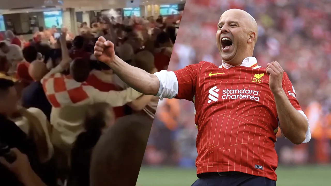 Video: Liverpool-fans gaan los op Arne Slot-versie van 'Links rechts' van Snollebollekes 