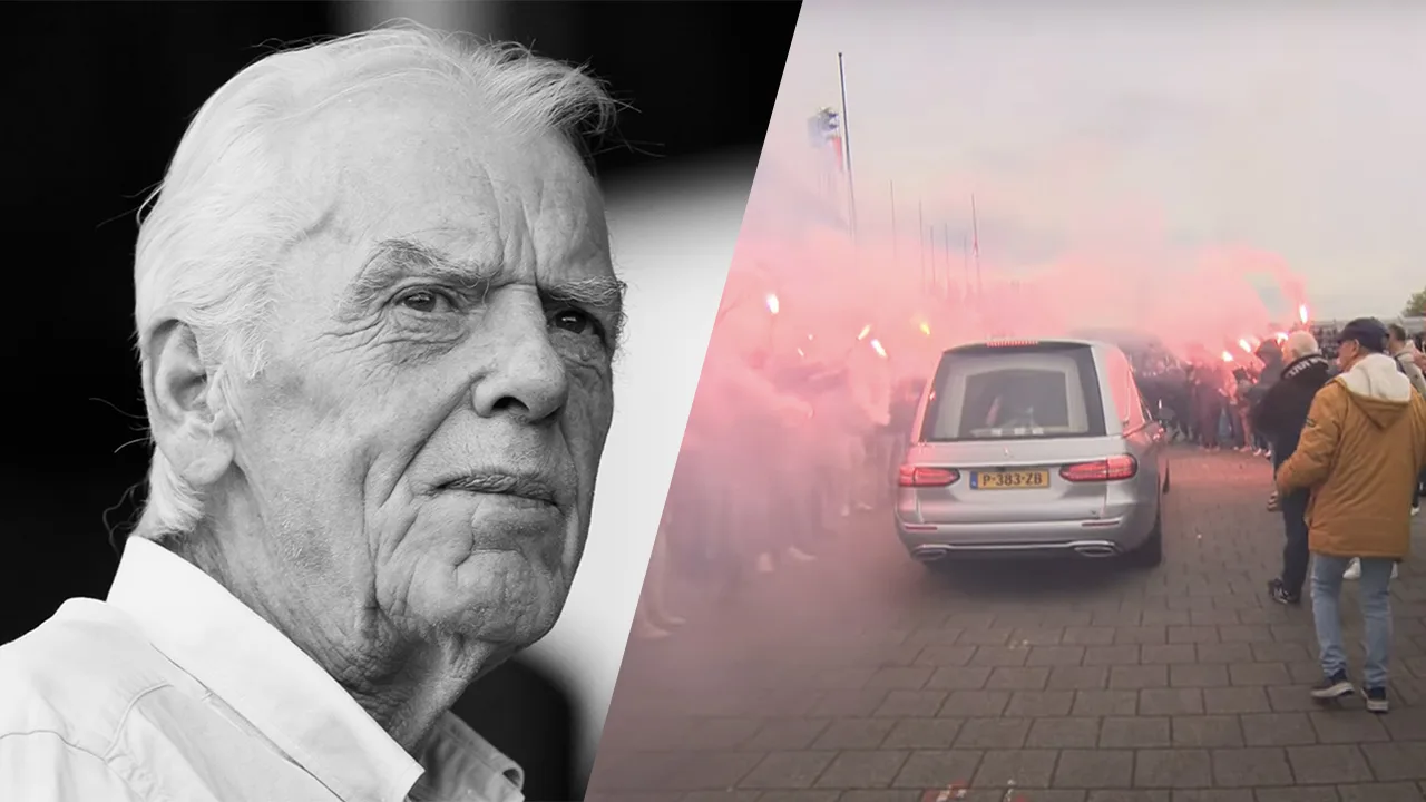 Video: Feyenoord-supporters nemen afscheid van Leo Beenhakker bij De Kuip 