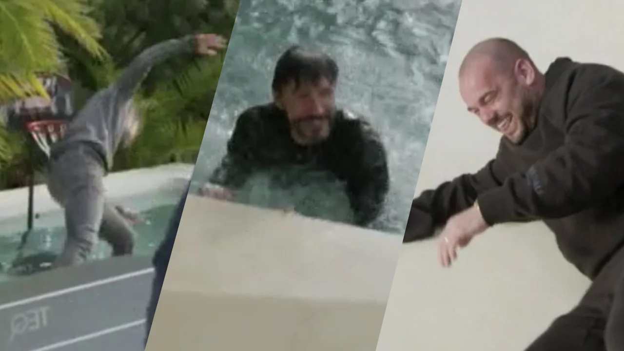 GOUD! Van Bommel valt in zwembad tijdens voetbaltafeltennis met Sneijder, Kuyt en Heitinga