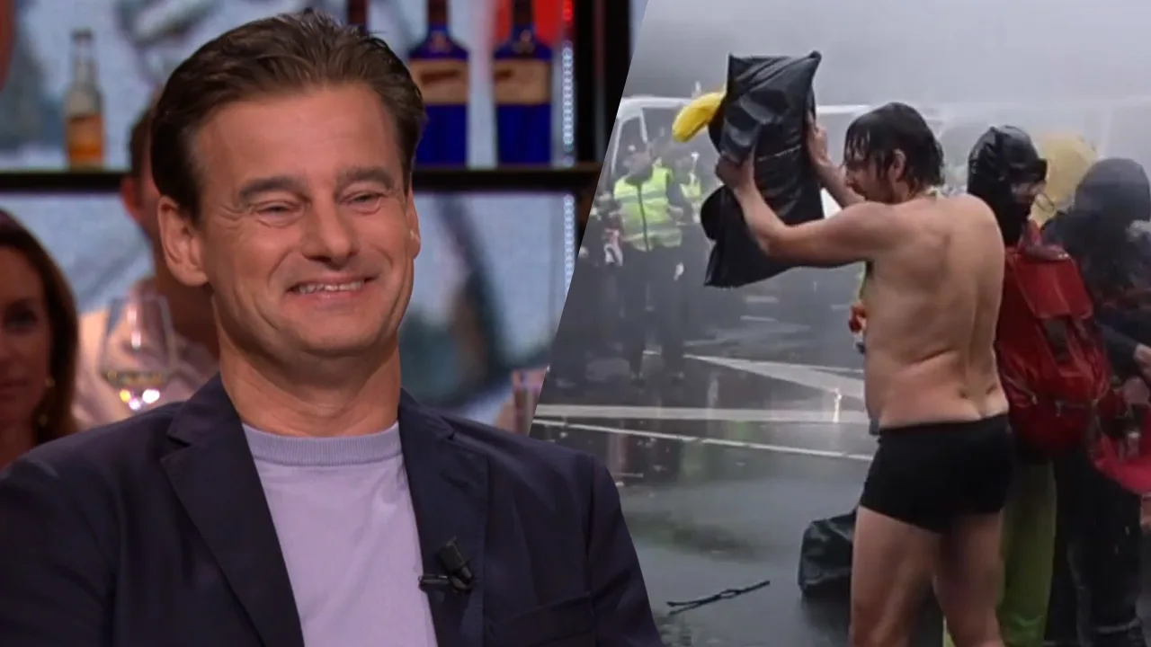 Wilfred spot Job Knoester bij protest Extinction Rebellion: ‘In je zwembroek, man!’