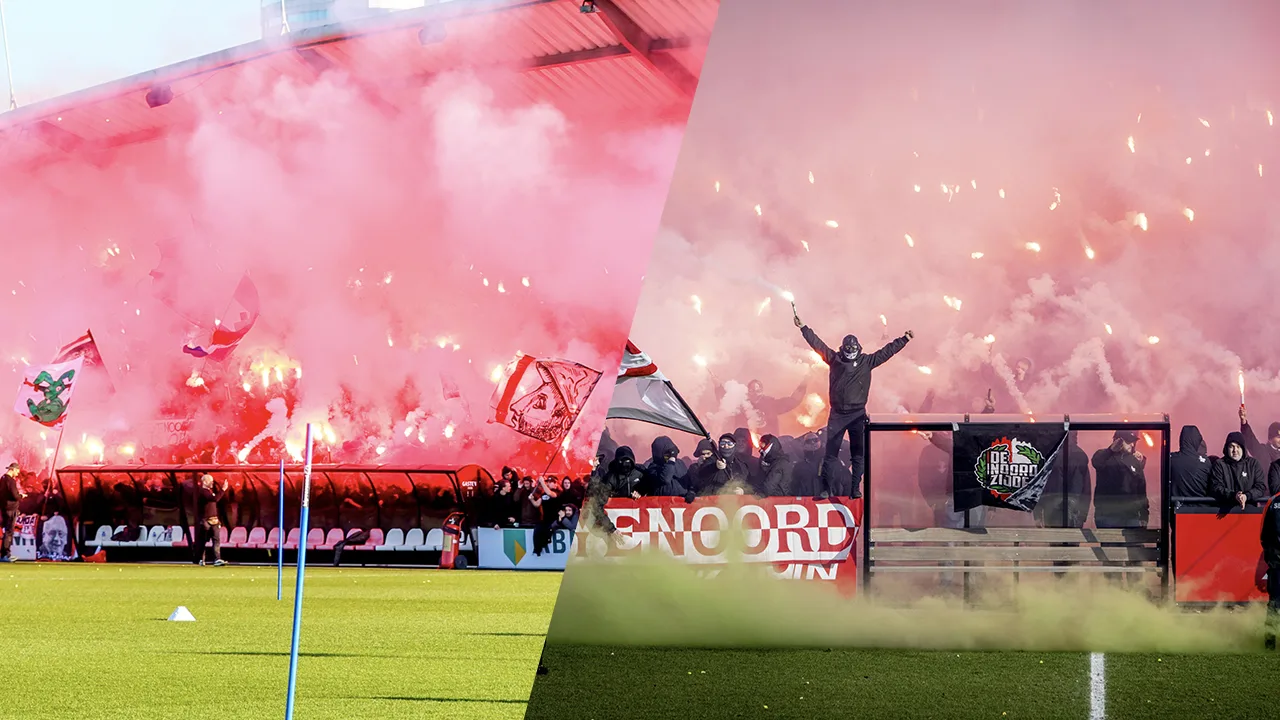 Video: selecties Ajax en Feyenoord met vuurwerk onthaald op laatste training voor De Klassieker