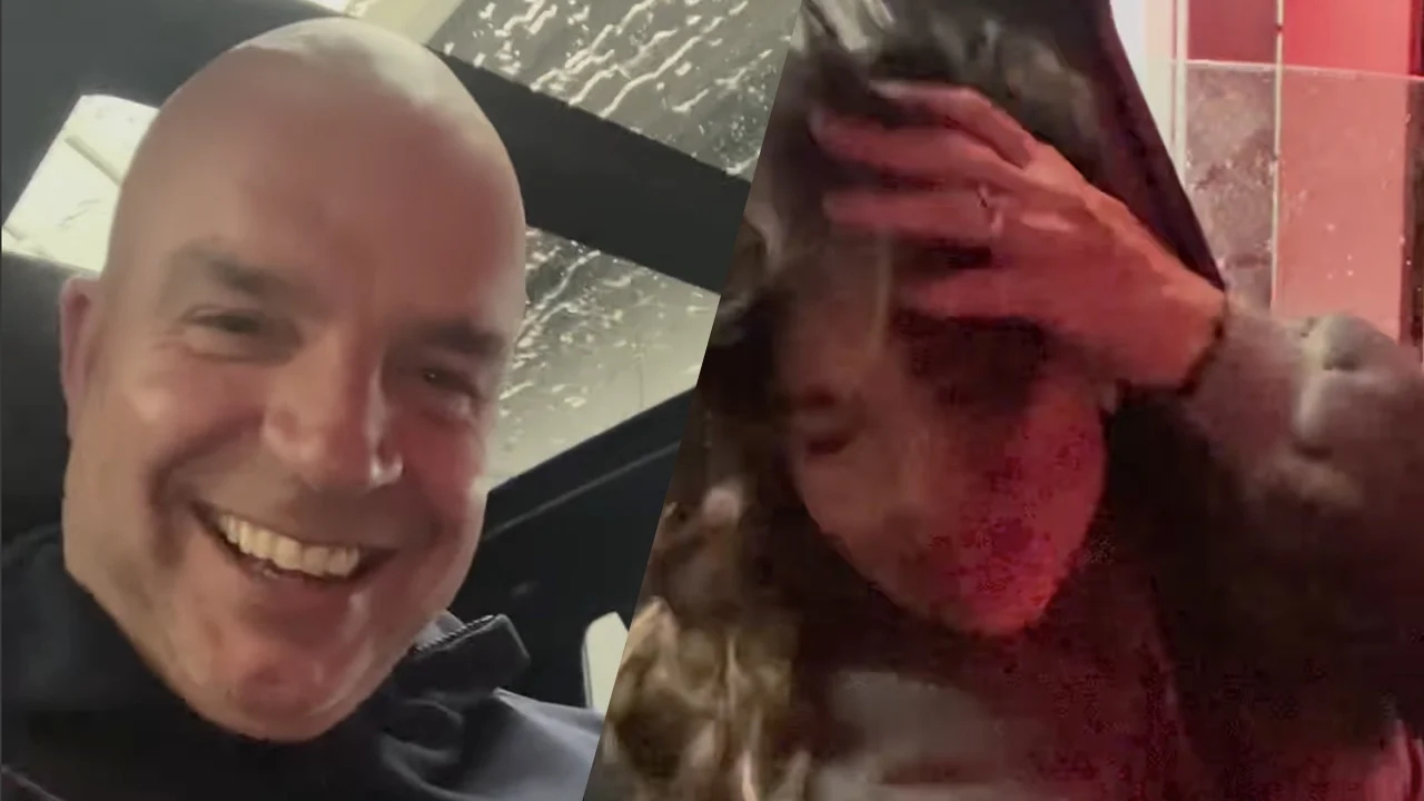 Video: Andy van der Meijde prankt Melisa en zet raampje open in autowasstraat