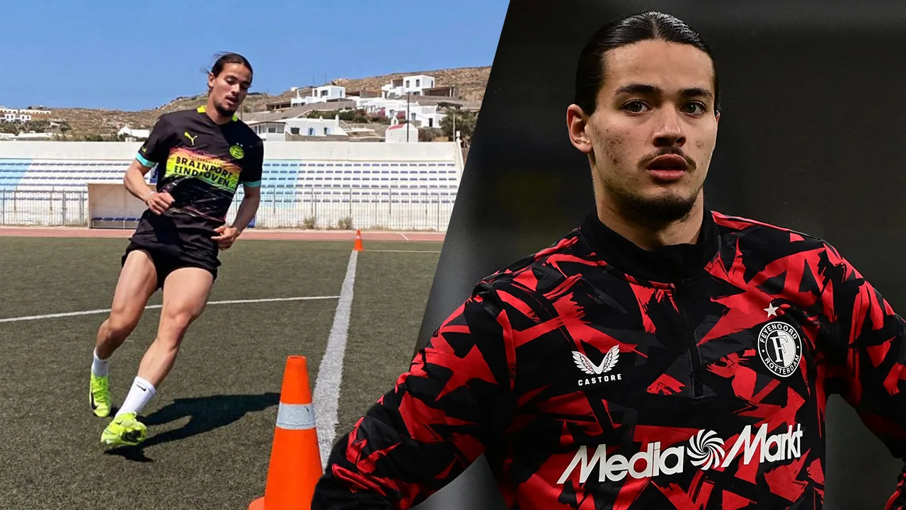 Opvallend: Hadj Moussa werkt individuele training af in PSV-shirt