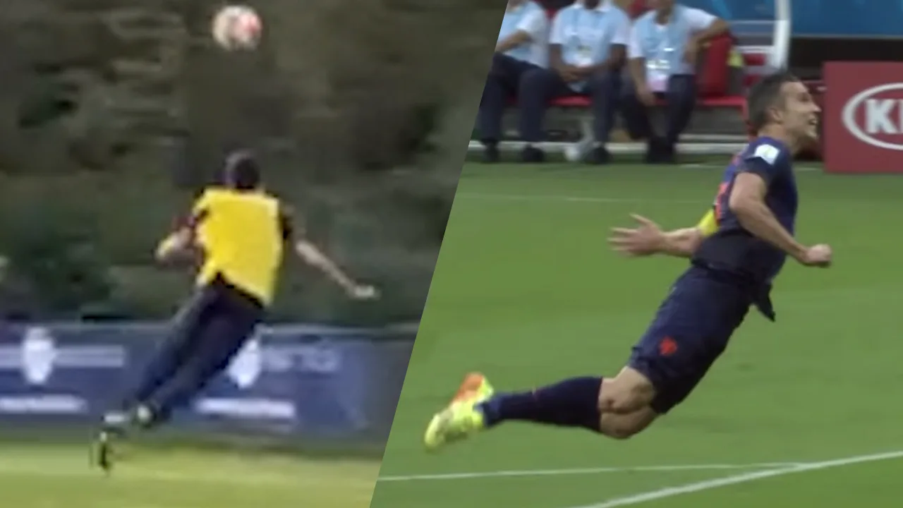 Shaqueel van Persie maakt kopie van iconisch doelpunt vader Robin tegen Spanje