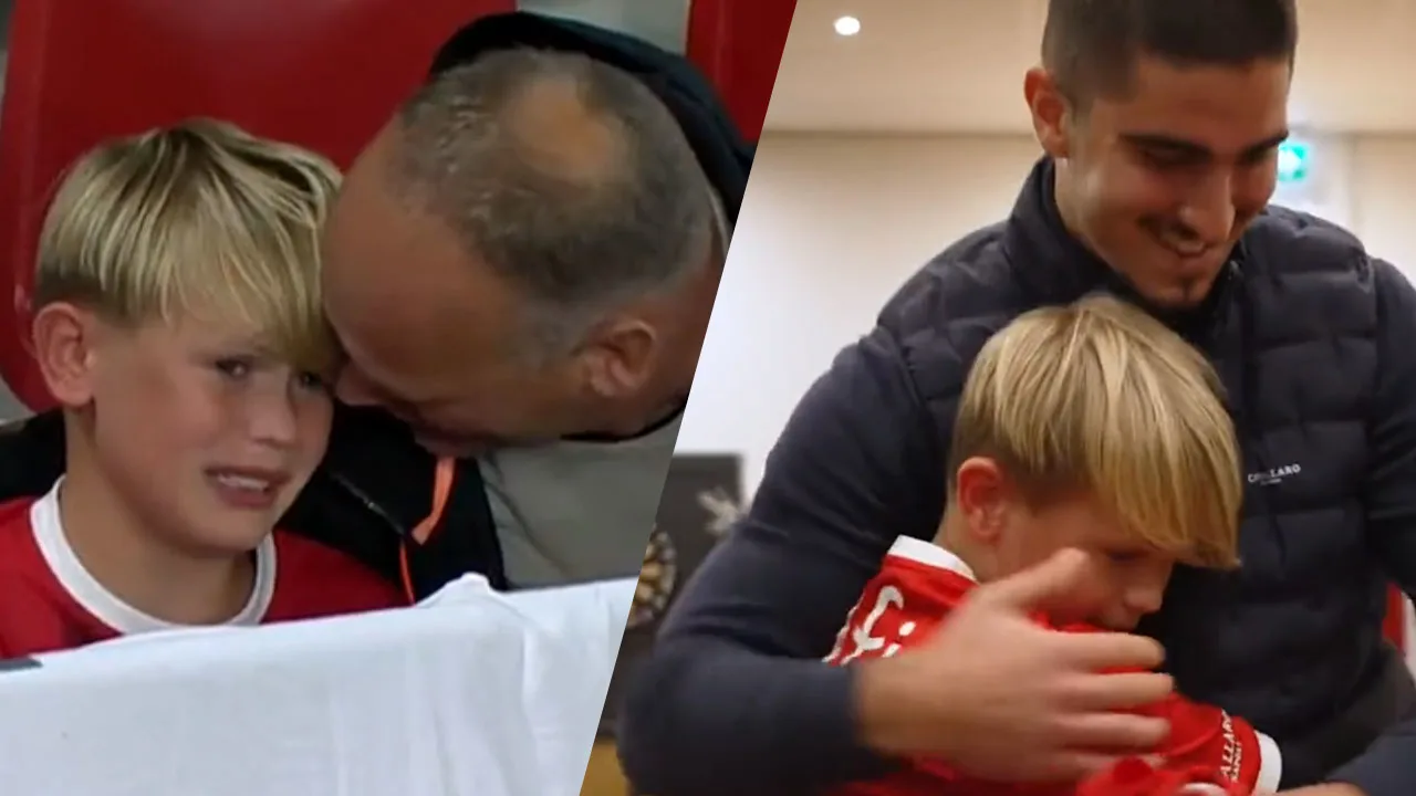 Prachtige beelden: Mayckel Lahdo verrast jonge AZ-supporter