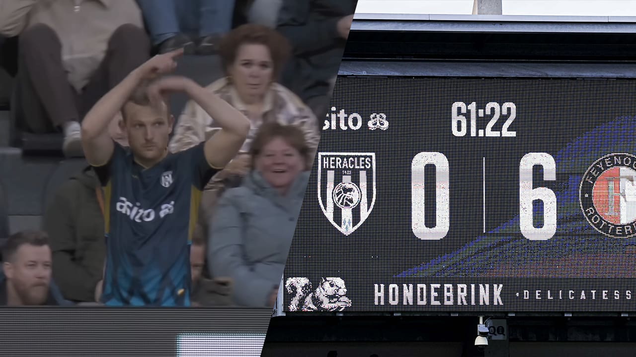 Video: Heracles-fan wil invallen bij 0-6 achterstand tegen Feyenoord