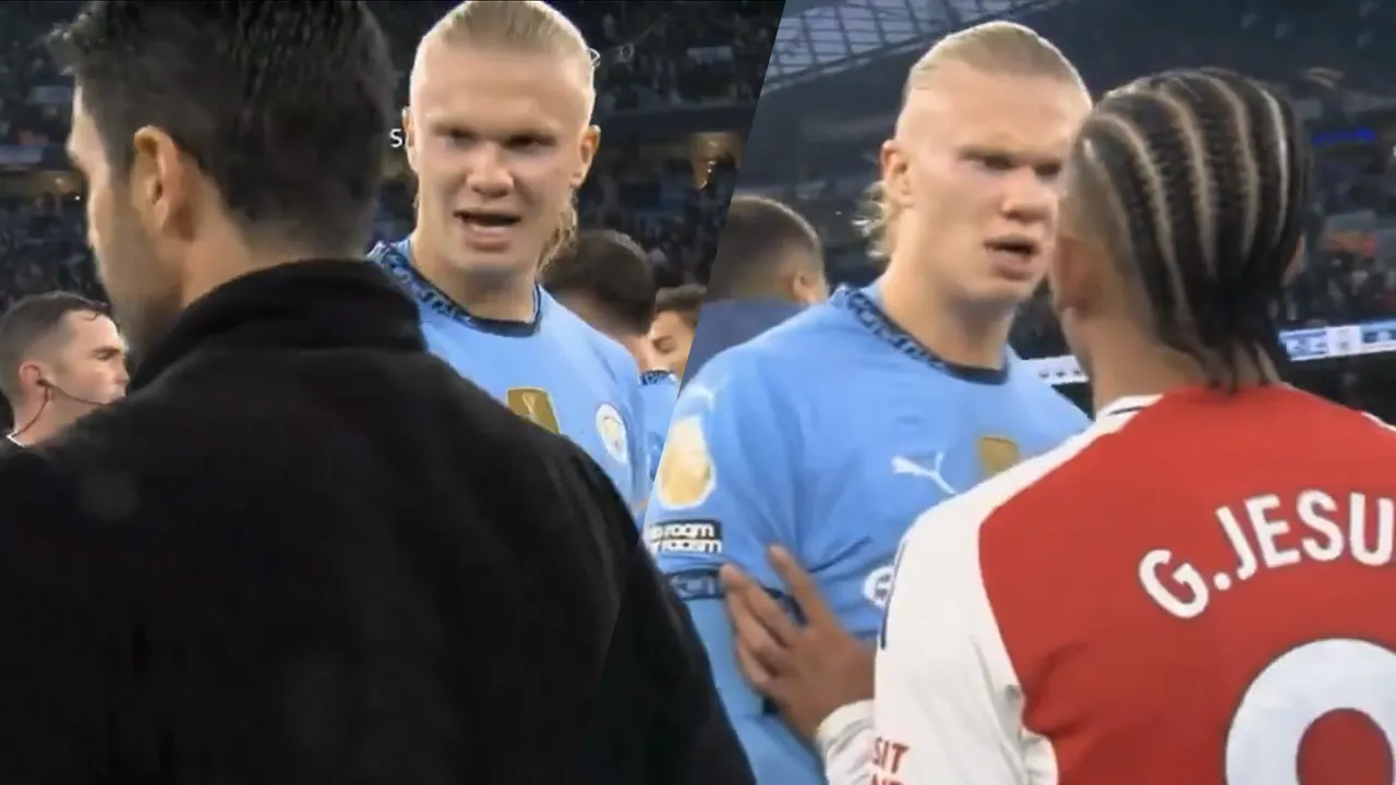 Video: Haaland maakt felle opmerking richting Arteta en ruziet met Jesus