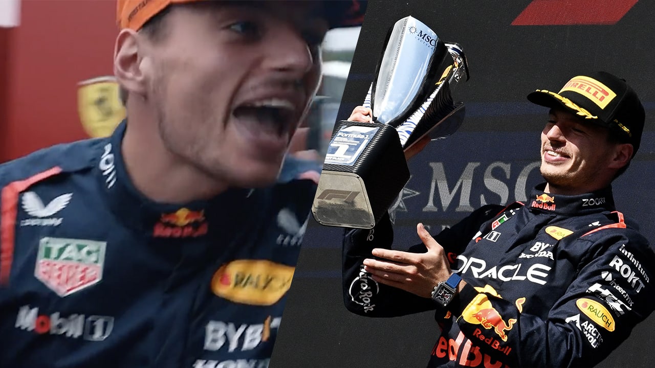 Video: Trofee opnieuw gesloopt na overwinning van Max Verstappen
