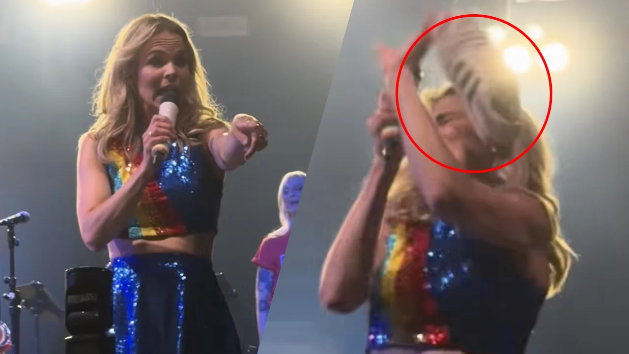 Video: K3-zangeres Klaasje Meijer geraakt door schoen tijdens optreden