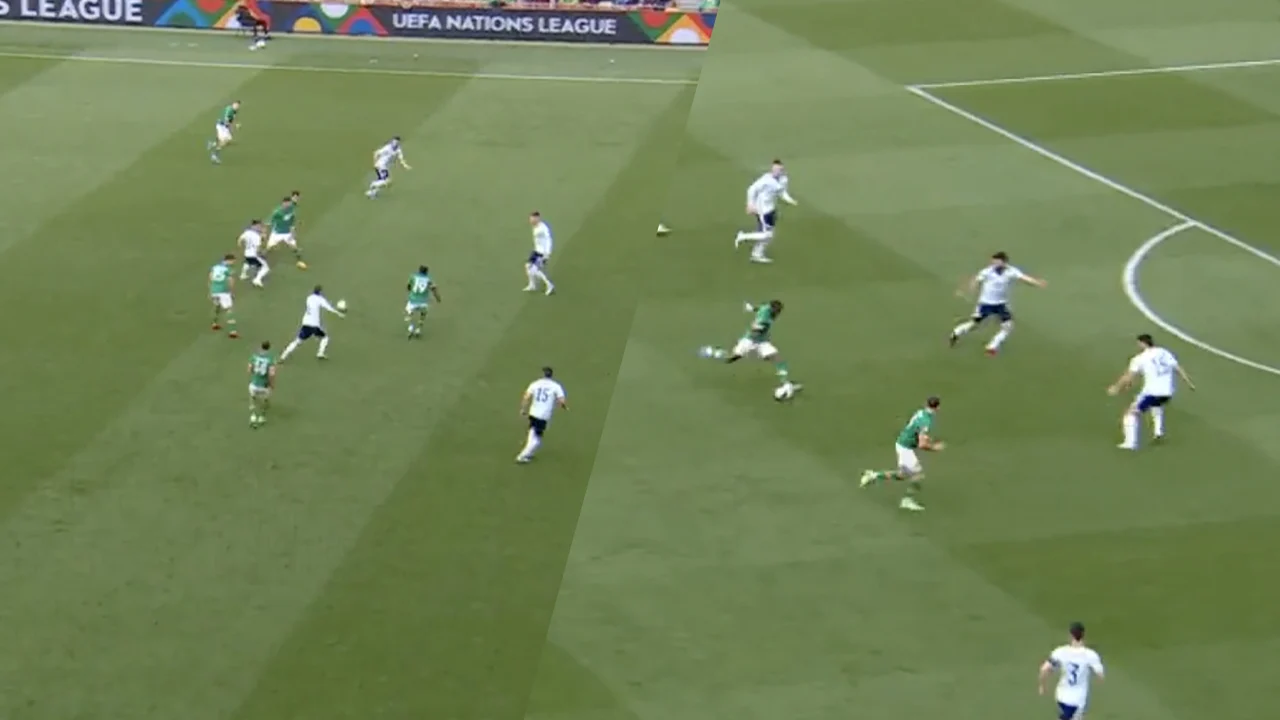 Ierse spits Obafemi maakt wereldgoal in Nations League-duel tegen Schotland