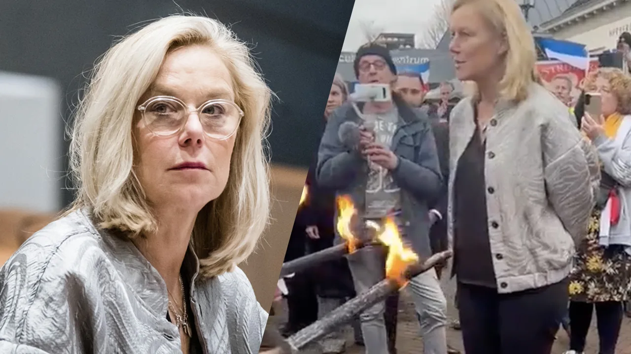 Minister Kaag opgewacht door demonstranten met brandende fakkels: 'Een absolute schande'