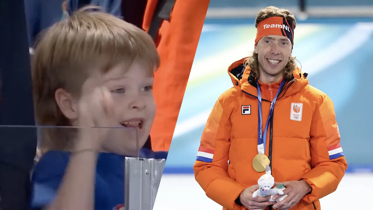 Video: zoontje Jorrit Bergsma verovert harten tijdens huldiging van vader: 'Kijk hoe trots hij is'