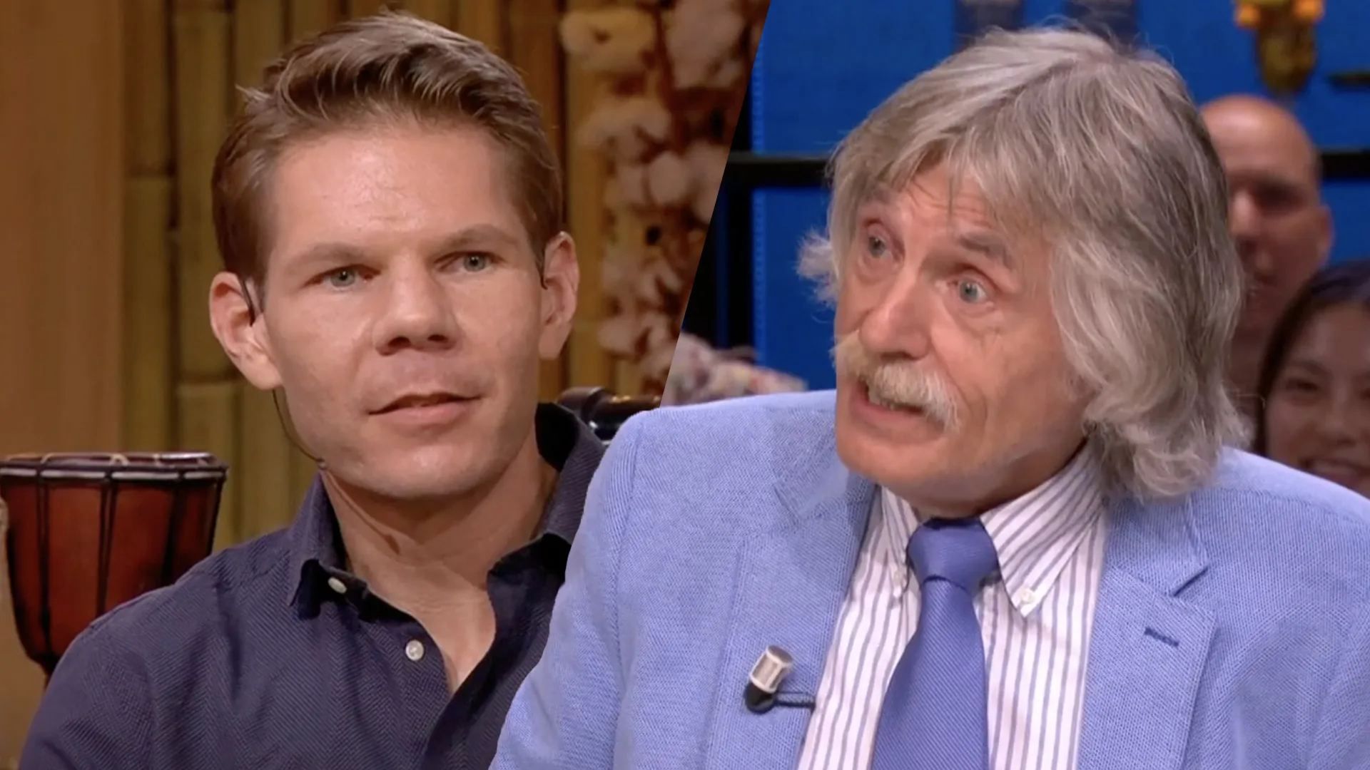 Johan Derksen spreekt Victor Vlam berispend toe: 'Daar heeft hij geen ene tering mee te maken!' 