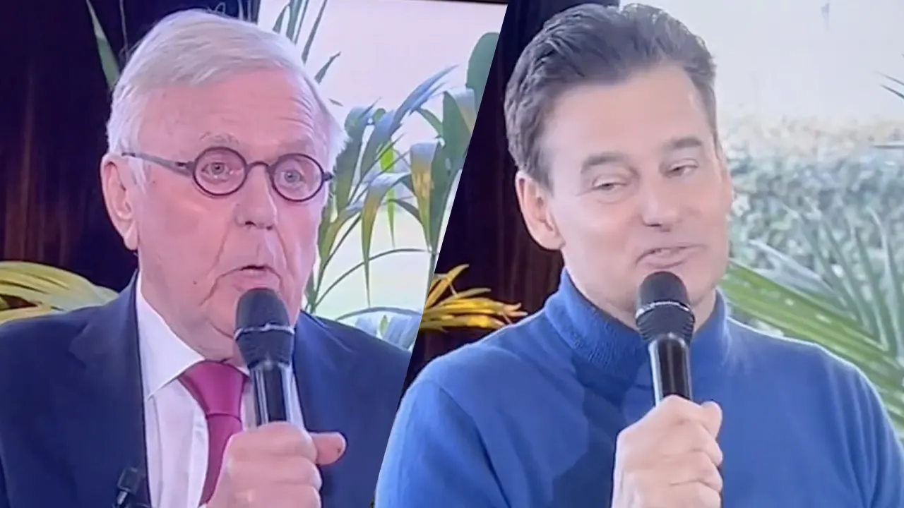 Legendarische beelden: Wilfred Genee en Harry Mens zingen duet in Business Class