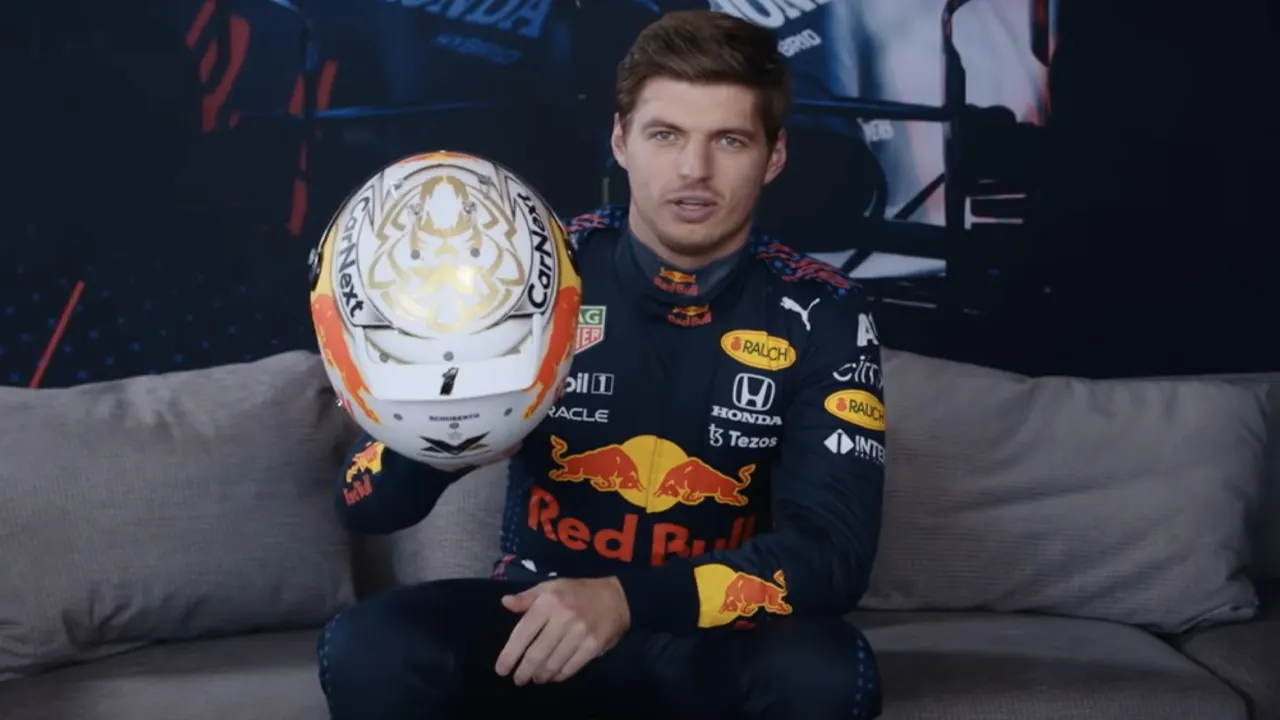 Veel gouden accenten in nieuwe racehelm Max Verstappen