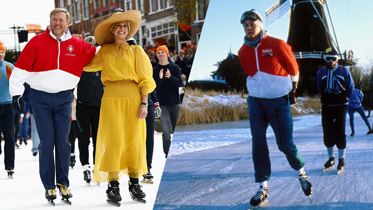 Koning Willem-Alexander herbeleeft Elfstedentocht in Dokkum met iconisch W.A. van Buren-jasje