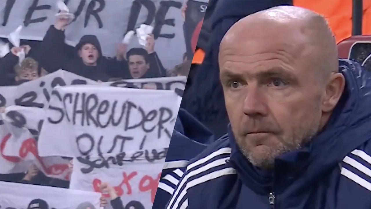Video: Ajax-fans uiten hun onvrede met witte zakdoekjes: 'Schreuder rot op!'