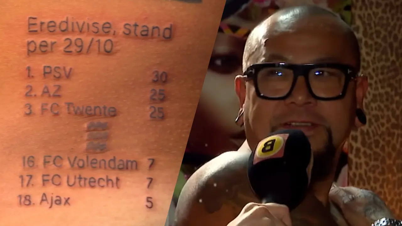 PSV-supporter die tattoo liet zetten om Ajacieden te vervelen terug naar tattooshop om spelfout