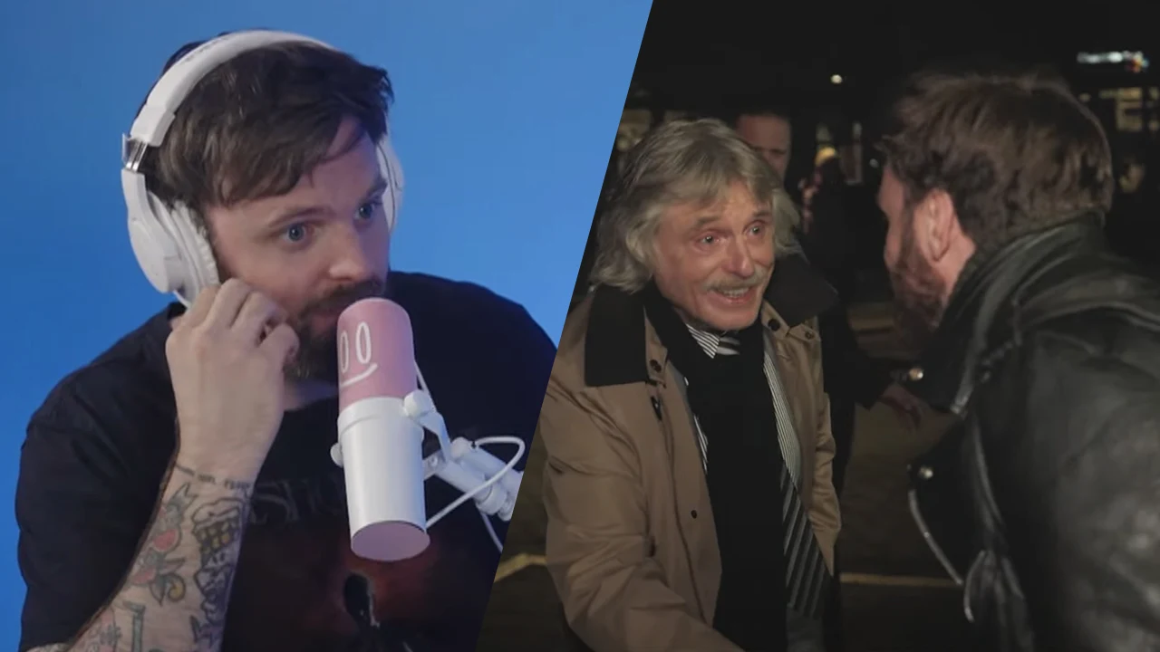 Video: Tim Hofman is compleet verbaasd na onverwachte ontmoeting met Johan Derksen
