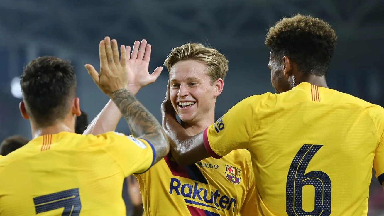 VIDEO: Frenkie de Jong viert eerste zege met Barcelona