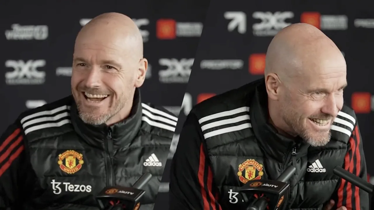 Video: Ten Hag komt te laat op persconferentie en dolt met verslaggever