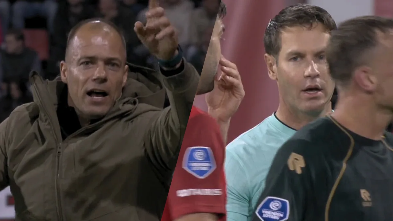 Video: Woedende Fortuna-trainer Buijs krijgt geel na benutte strafschop van FC Twente