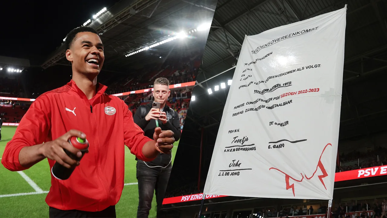 Gakpo zet krabbel onder ‘contract’ van PSV-aanhang
