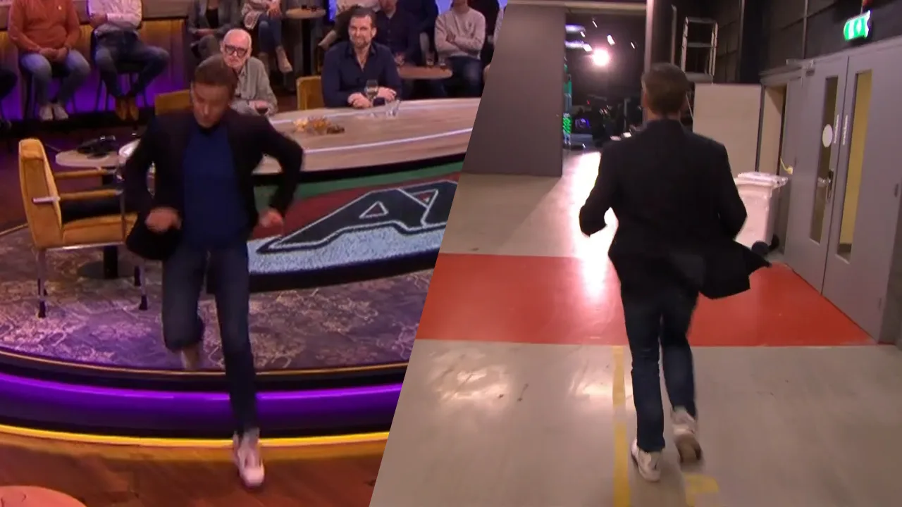 Wilfred verlaat Vandaag Inside-tafel en rent Europa League-studio binnen
