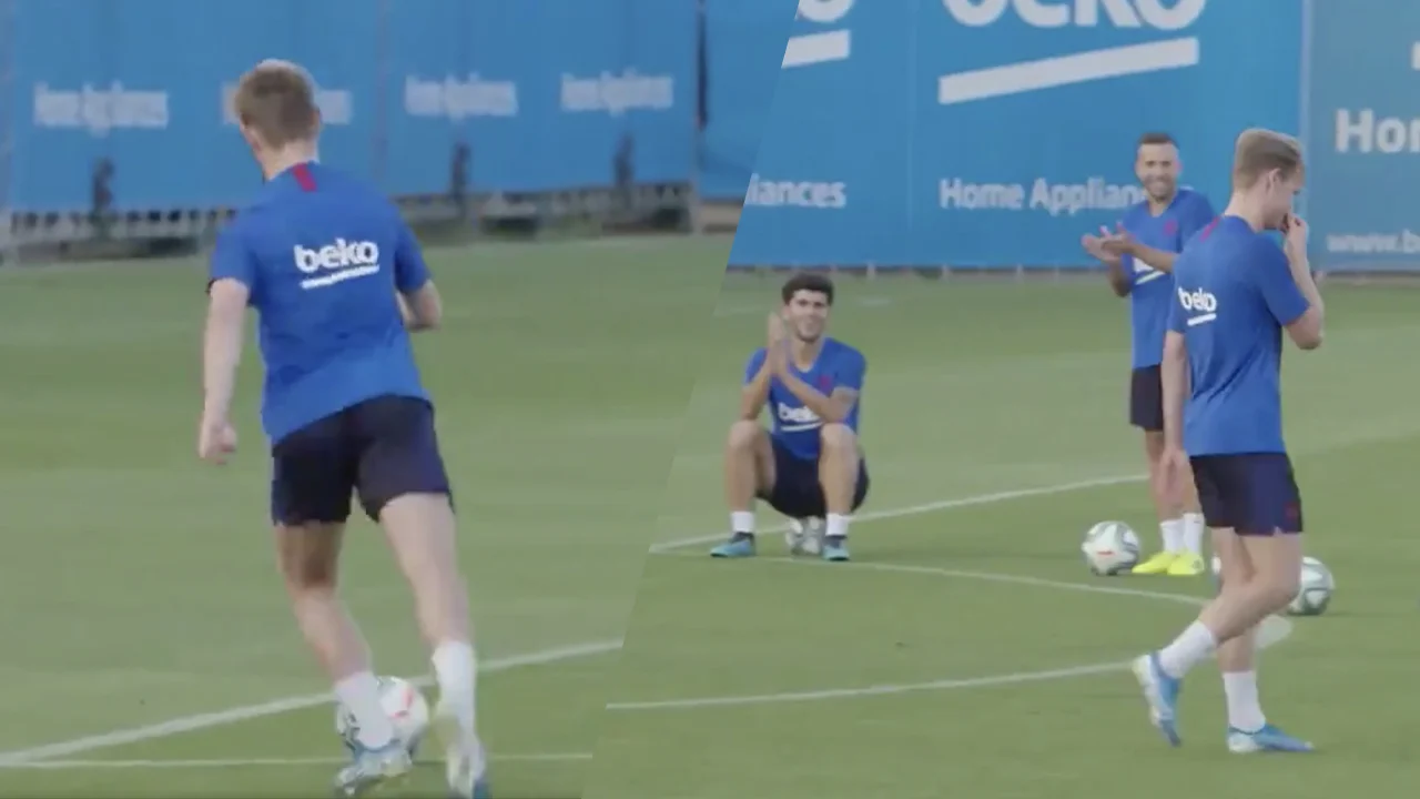 Barcelona zet camera op Frenkie de Jong tijdens training