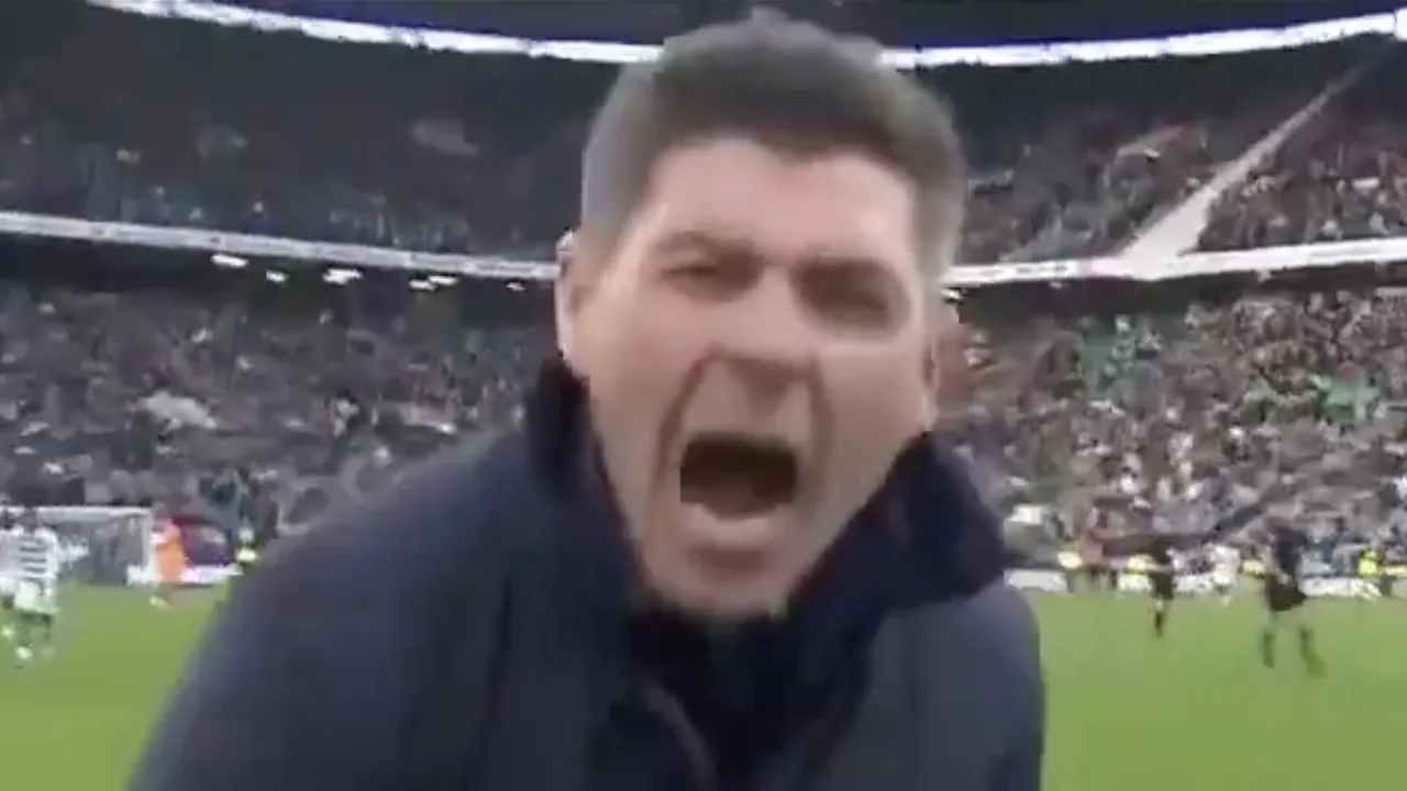 Rangers-coach Steven Gerrard gaat helemaal los na overwinning op Celtic